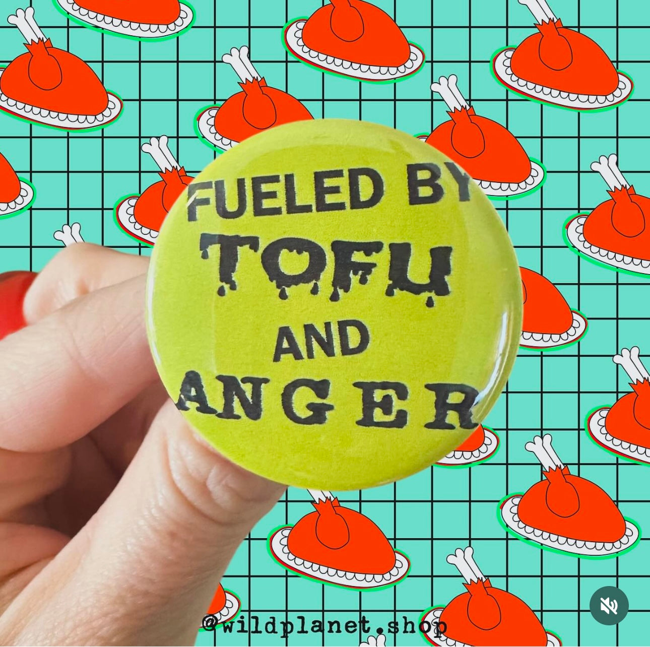 Button 1.75” Badge Oat Milk Tofu Anger and Trash! Earth friendly, vegan vibin’ metal buttons