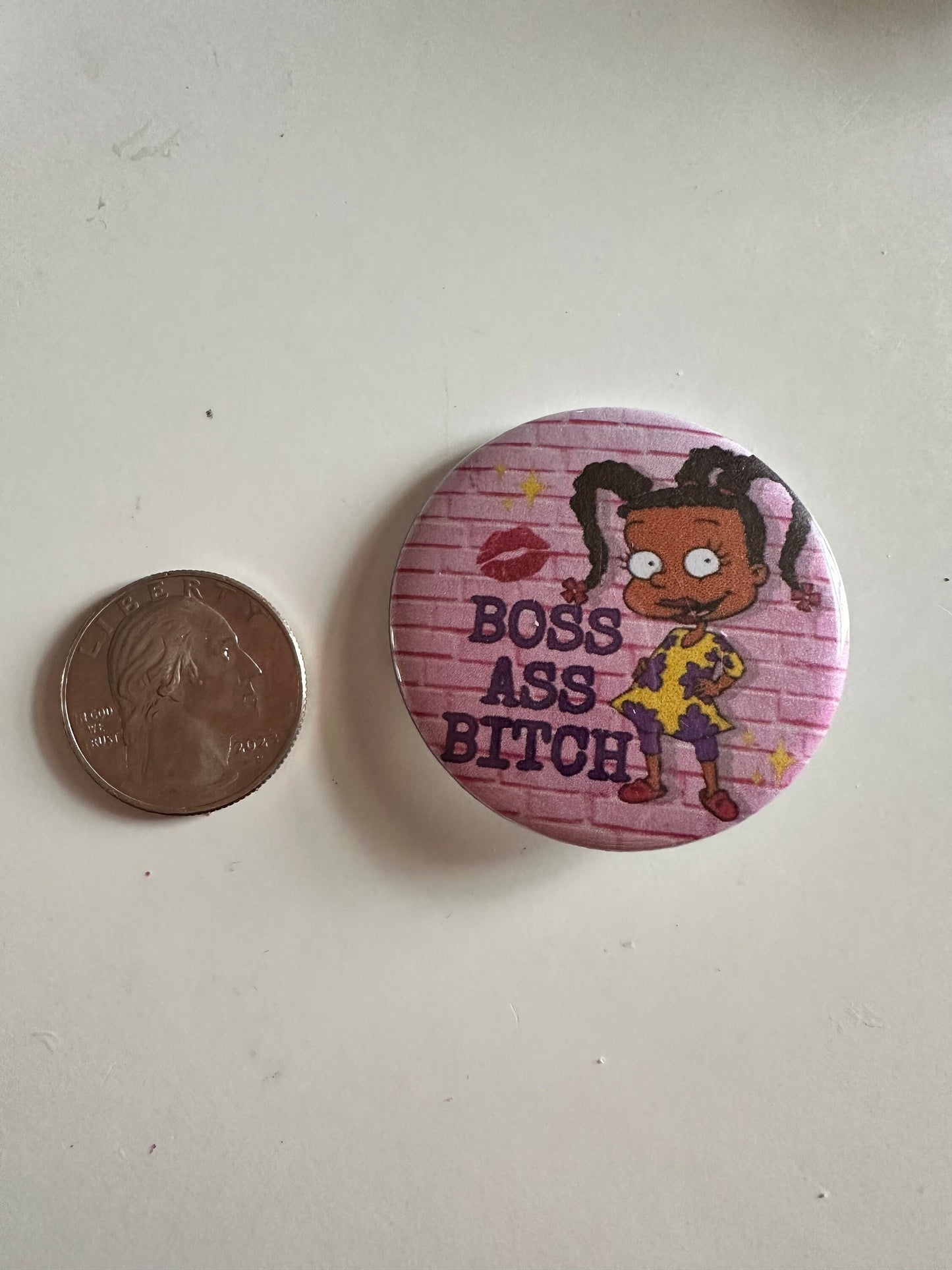 Handmade Button “Boss Ass Bitch” Susie Carmichael Rugrats