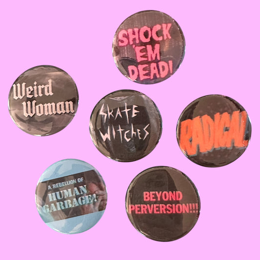 Vintage television imagery buttons 1.75” diameter