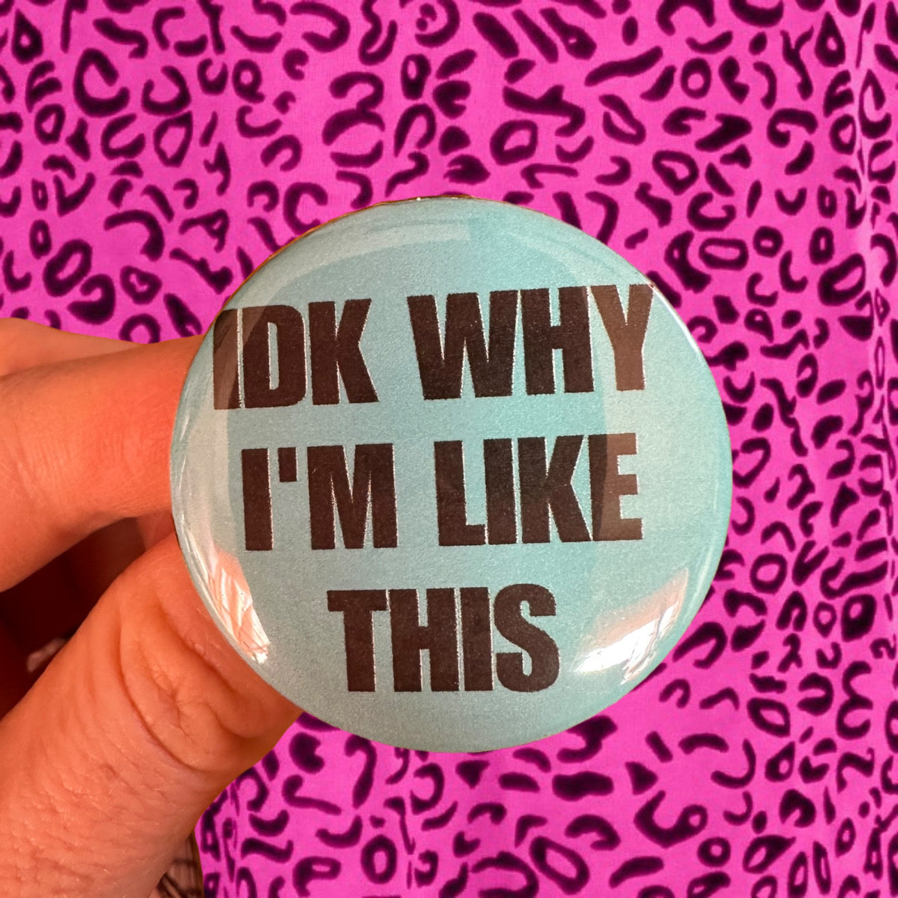 Anxiety Buttons! 1.75” in diameter Purple White Pink and Blue