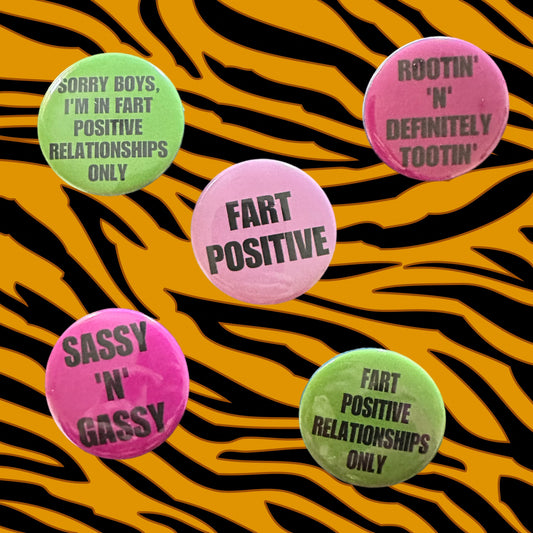 Handmade Fart Buttons Fart Positive IBS 1.75” buttons