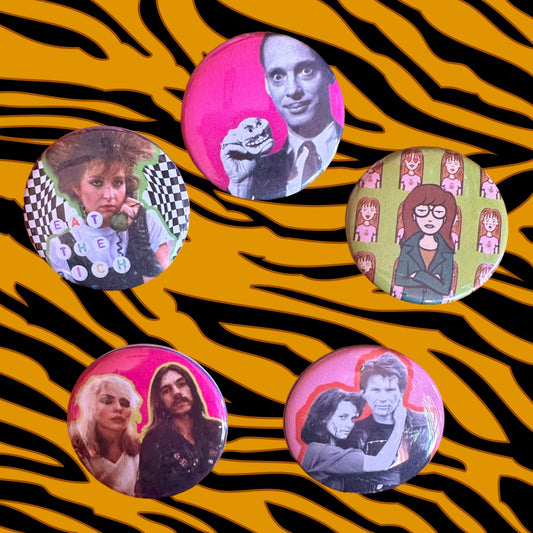 Handmade Buttons Badges Pins 1.75” Pop culture Debbie Harry John Waters Heathers Daria